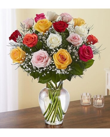 18 Mixed Roses Flower Arrangement