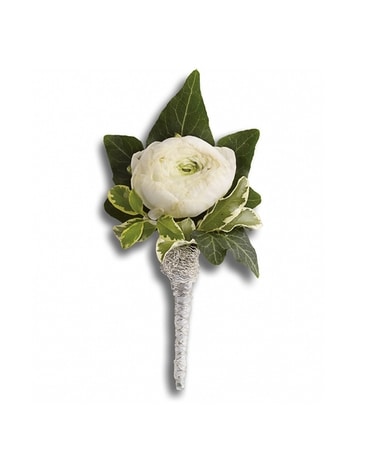 Blissful White Boutonniere Flower Arrangement