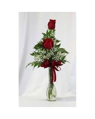 2 Roses in Bud Vase Flower Arrangement