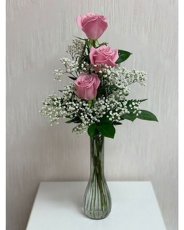 Three Pink Roses Flower Arrangement