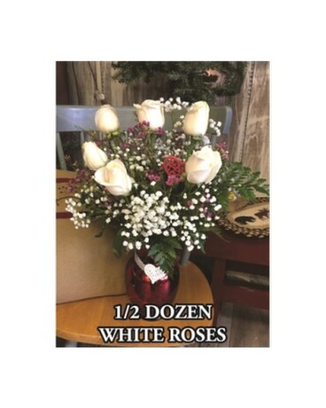 Half Dozen White Roses