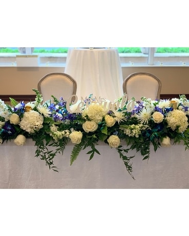 Blue Blossom Sweetheart Table in Juno Beach FL - Nancy's Flowers Blue Blossom Sweetheart Table In Juno Beach Fl - Nancy'S Flowers