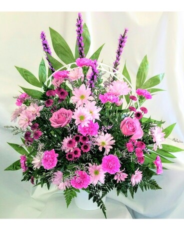Serene Lavender Basket Flower Arrangement