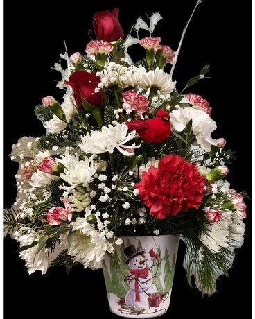 Visit from a Christmas Cardinal Flower Arrangement