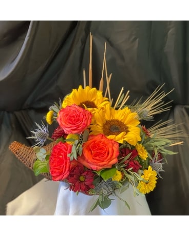 Friendsgiving Cornucopia Flower Arrangement