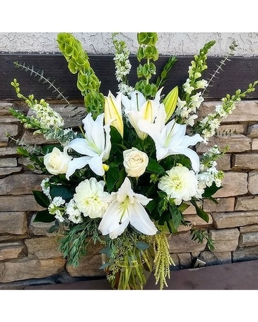Graceful white lilies bouquet Funeral Arrangement