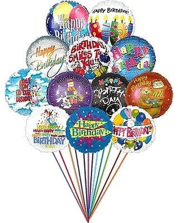 Dozen Birthday Balloons Bouquet Flower Arrangement
