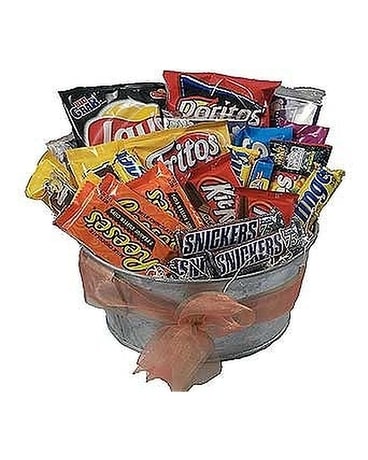 Junk Food Basket Flower Arrangement