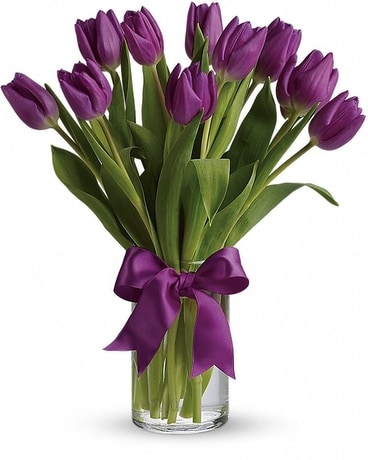 Passionate Purple Tulips Flower Arrangement