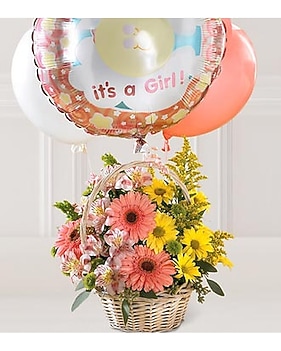 and balloons newborn flowers delivery