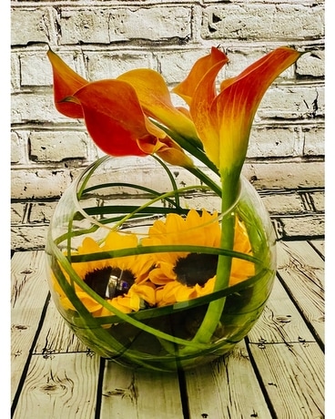 Striking Sunflower Bowl Flower Arrangement