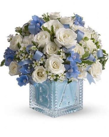 Baby Block for Boy Flower Arrangement