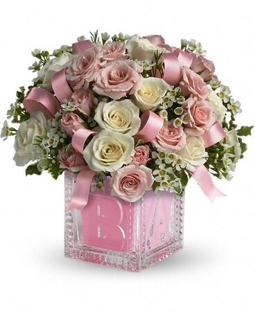 Baby Block for Girl Flower Arrangement