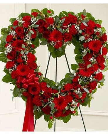 Always Remember Floral Heart Tribute - Red