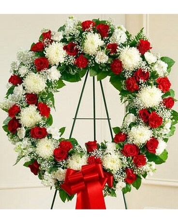 Serene Blessings Standing Wreath - Red & White