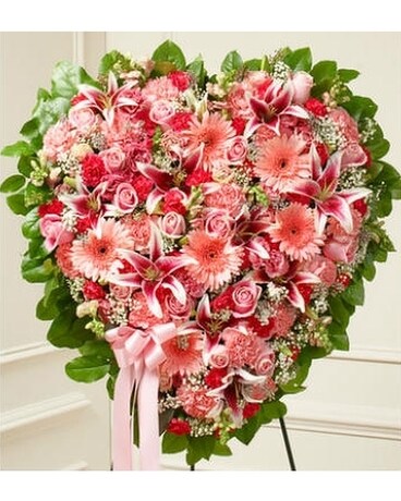 Pink Mixed Flower Heart