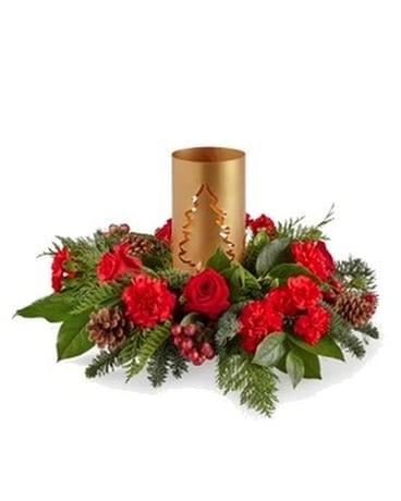 Evergreen Glow Centerpiece by Agnew Florist Flower Arrangement