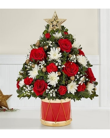 Holiday Flower Tree Musical Merriment by Agnew Flower Arrangement