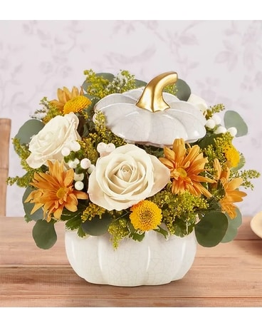 Plentiful White Pumpkin by Agnew Florist Flower Arrangement