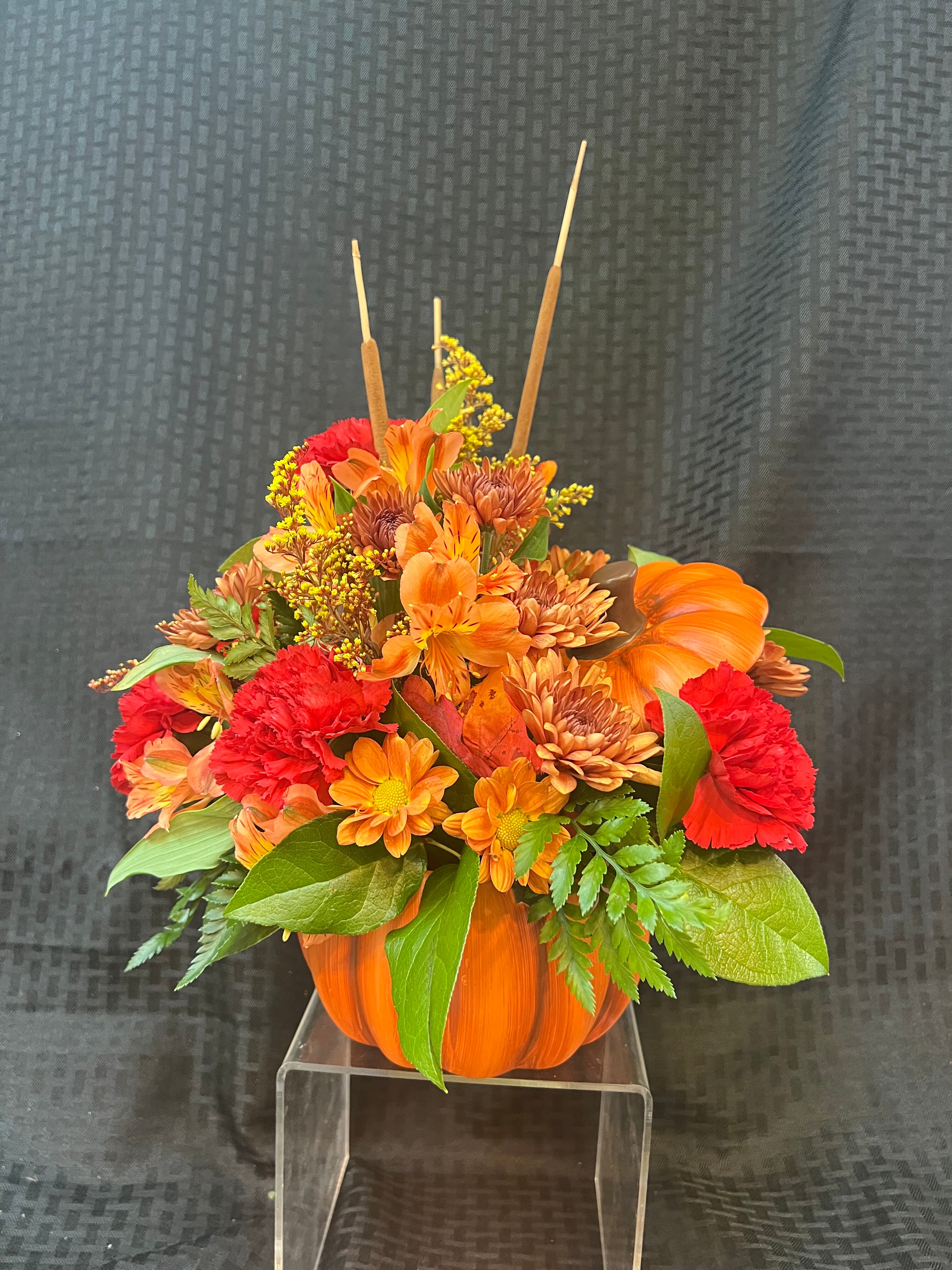 orange ceramic pumpkin Flower Arrangement