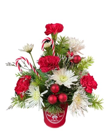Candy Cane Tins Flower Arrangement