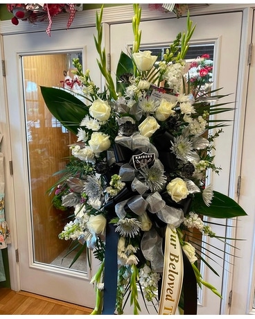Raiders Spray Funeral Arrangement