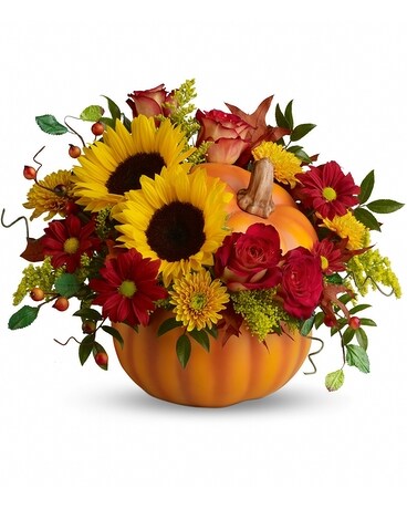 Pretty Pumpkin Bouquet Deluxe Flower Arrangement