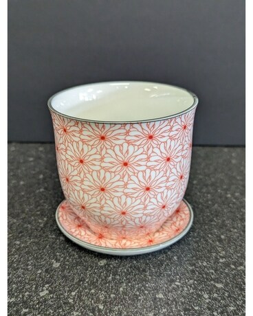 Red Daisies planter w/saucer Gifts