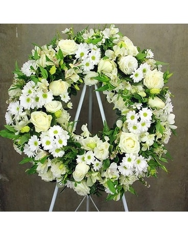 Classic White Funeral Wreath Funeral Arrangement