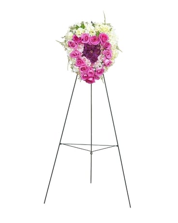 Peaceful Pink Standing Heart Sympathy Arrangement