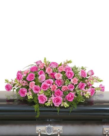 Peaceful Pink Casket Spray Funeral Casket Spray Flowers