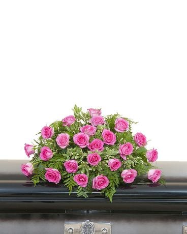 Pink Rose Casket Spray Funeral Arrangement