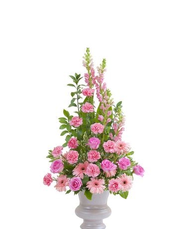 Peaceful Pink Large Urn Funeral Arrangement