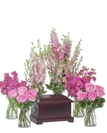 Surrounded by Love in Pink Funeral Arrangement