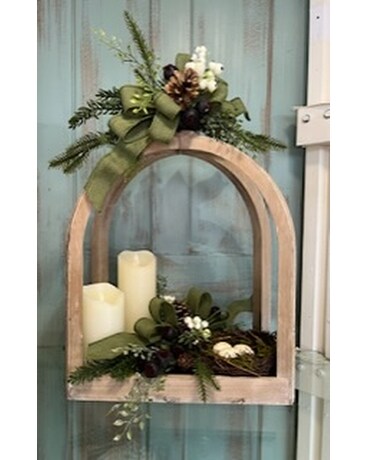 Whitewash wood arch with Candles