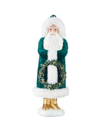 Green Velvet Santa with Wreath Gifts
