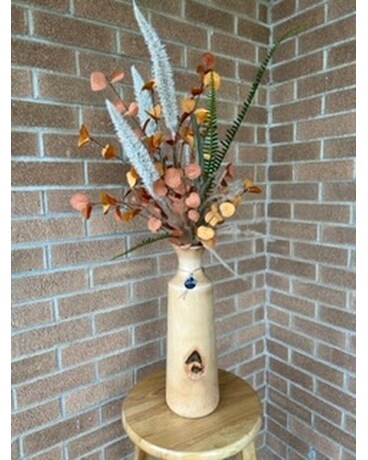 Drieds in Handcrafted Wood Vase Dried Flowers