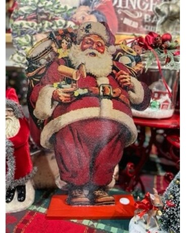 Glittered Wood Santa Standup Gifts