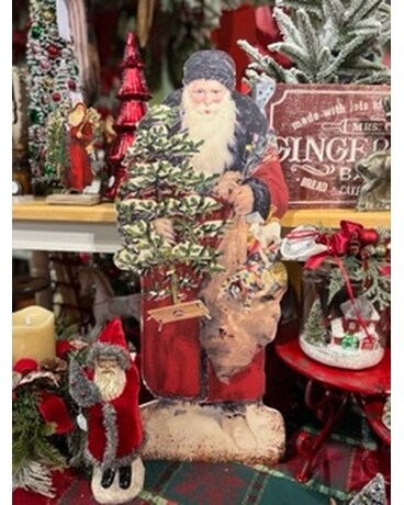 Wood Santa with Easel Back Gifts