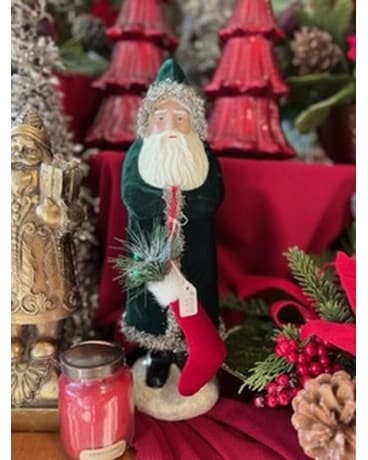 Forest Green Velvet Santa Belsnickel Gifts