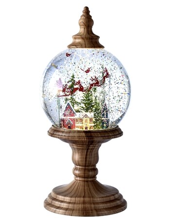 LED Light Up Shimmer Santa Globe on Pedestal Gifts
