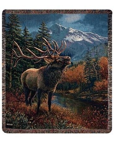 Bull Elk Tapestry Blanket Throw Gifts