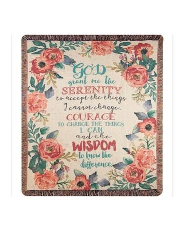 Serenity Prayer Floral Tapestry Blanket Throw Flower Arrangement