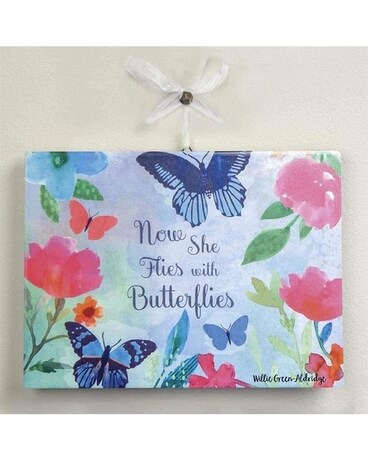 Now she flies with Butterflies Ceramic Plaque Gifts