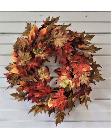 Fall Leaves Wreath Flower Arrangement