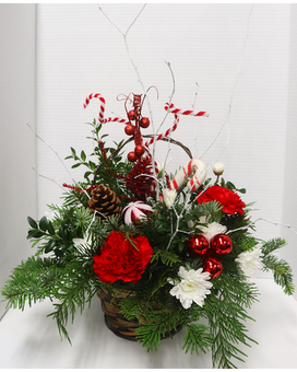 Candy Cane Christmas Flower Arrangement