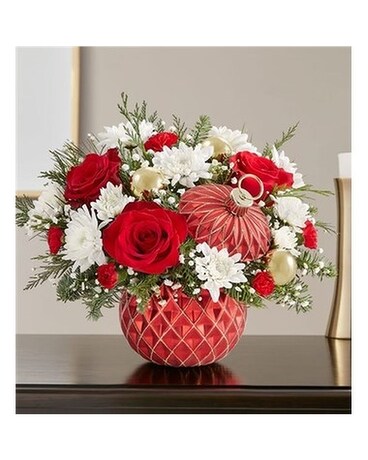 Sparkling Holiday Ornament Flower Arrangement