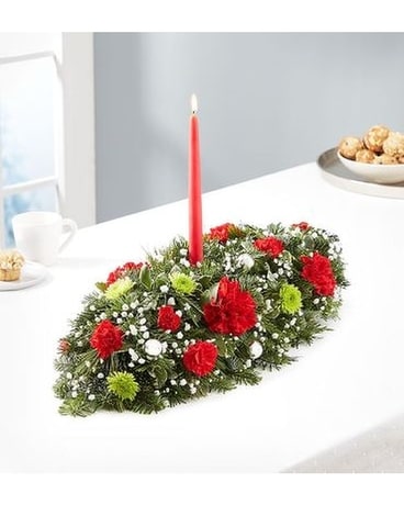 Season's Greetings Centerpiece Flower Arrangement