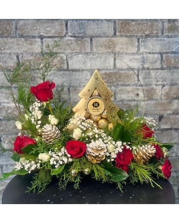 A Chocolate Tree Christmas Flower Arrangement