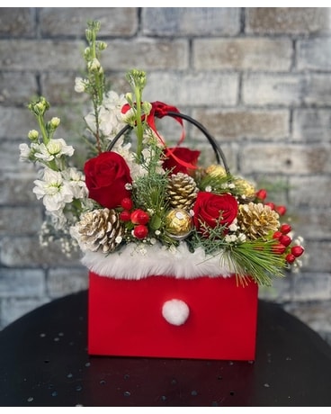 Santa's Bag Flower Arrangement